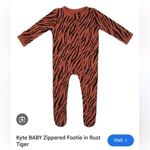 New! Kyte Baby Bamboo Footie in Rust Animal size 6-12 month